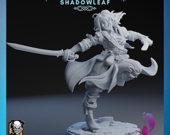 Lahurana the shadowleaf | Txiki Design | 12K Resolution 3D Print | Strong Resin | DnD Fantasy Female Wood Elf Ranger Fighter Rogue Pirate