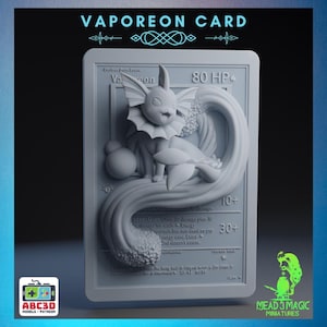 Aquana - 3D Pokemon Karte | ABC3D Modelle | 12K Auflösung 3D Druck | Starkes Harz | Pop Up 3D TKG Sammler Magnet Display Decor Gen 1