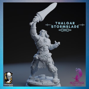 Thalgar Stormblade | Txiki Design | 12K Resolution 3D Print | Strong Resin | DnD Fantasy Goliath Warrior  Barbarian Fighter Paladin Mini