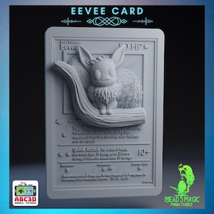 Evoli - 3D Pokemon Karte | ABC3D Modelle | 12K Auflösung 3D Druck | Starkes Harz | Pop Up 3D TKG Sammler Magnet Display Decor Gen 1