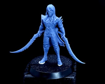 Vampire/Dhampir Fighter | RN Estudio | Neokingdom vol. 2 | 8K Resolution 3D Print | Strong & Flexible Resin | DnD Fantasy Tabletop RPG Mini