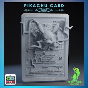 Pikachu - 3D Pokemon Karte | ABC3D Modelle | 12K Auflösung 3D Druck | Starkes Harz | Pop Up 3D TKG Sammler Magnet Display Decor Gen 1