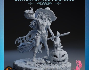 Beatrix | SolGood Creations | 12K Auflösung 3D Druck | Starkes Harz | DnD Fantasy Pinup Hexe Zauberin Magier Dungeons & Dragons TTRPG Mini