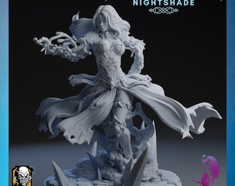Dutchess Selene Nightshade | Txiki Design | 12K Resolution 3D Print | Strong Resin | DnD Fantasy Female Dhampir Vampire Warlock Sorcerer