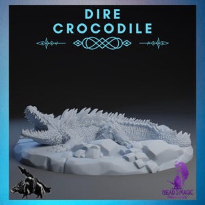 Dire Crocodile | Rocket Pig Games | 12K Resolution 3D Print | Strong Resin | DnD Dark Fantasy Giant Reptile Swamp Monster Alligator Creature