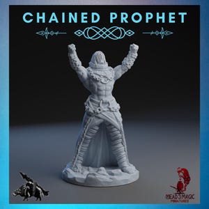 Profeta incatenato / Rocket Pig Games / Stampa 3D con risoluzione 12K / Resina resistente / DnD Dark Fantasy Cultista Stregone Sommo Sacerdote Mago