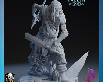 Tharion The Fallen | Txiki Design | 12K Resolution 3D Print | Strong Resin | DnD Fantasy Undead Wight Revenant Ranger Fighter Rogue Mini