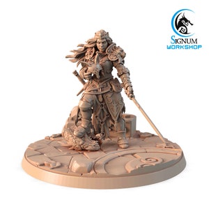Helena, The Song of Steel | Signum Workshop | 8K Resolution 3D Print | Durable Resin | DnD Fantasy Knight Hunter Tabletop RPG Miniature