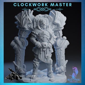 Clockwork Master | Rocket Pig Games | 12K Resolution 3D Print | Strong Resin | DnD Sci-Fi Fantasy Warforged Armor Arcane Artificer Inventor