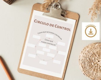 Circulo de Control, Control Circle, Mental Health Digital Print in Spanish, Therapist Decor and Worksheet