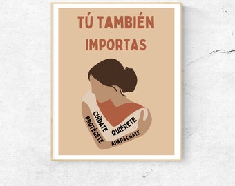 Tu Tambien Importas, You Matter, Mental Health Digital Print in Spanish, Therapist Decor and Worksheet