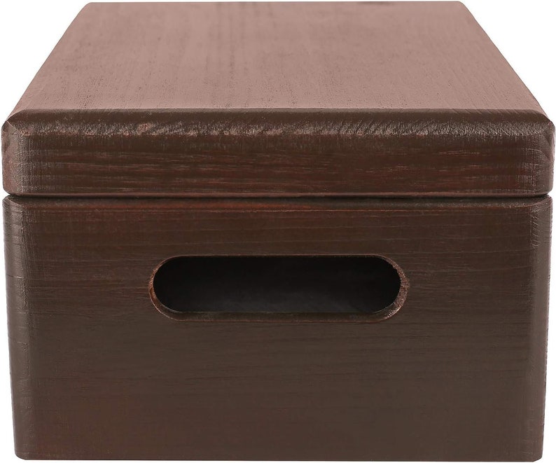 Large Brown Wooden Storage Box With Hinged Lid & Handles Etsy