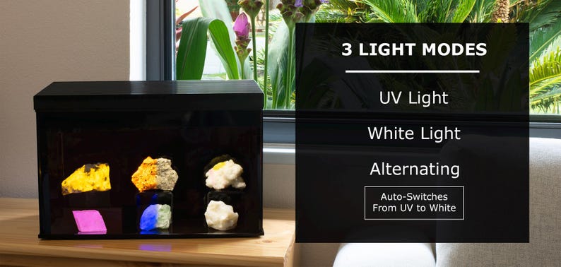 365nm UV GloBox® Fluorescent Mineral Display Case | UV Mineral Display | Yooperlite Display | UV Reactive Display image 3