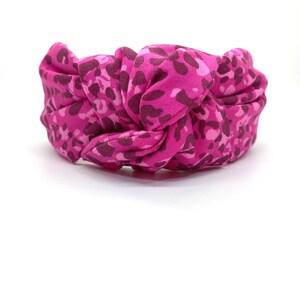 Pink Leopard Headband, Hot Pink Topknotted Padded Headband, Leopard Headband for Little Girls, Headband for Women, Gift for Her