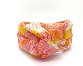 Pink, Orange and Yellow Flower Headband, Floral Topknotted Padded Headband, Headband for Little Girls, Headband for Women, Gift for Her