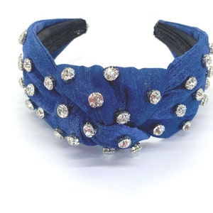 Denim and Diamond Headband, Topknotted Padded Headband, Headband for Little Girls, Bling Headband for Women, Gift for Her