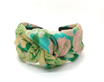 Teal, Pink, and Tan Flower Headband, Floral Topknotted Padded Headband, Headband for Little Girls, Spring Headband for Women, Gift for Her