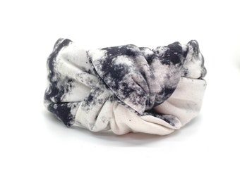 Black and White Tie Die Headband, Topknotted Padded Headband, Headband for Little Girls, Headband for Women, Gift for Her