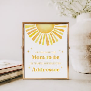 Sunshine Baby Shower Envelope Station Sign JPEG Here comes the Son Baby Shower Addressee Sign Boho Sun Baby Shower Table Sign 8 x 10 WS1