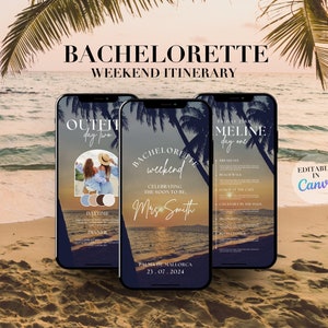 Holiday Bachelorette Itinerary Template Modern Editable Bachelorette Weekend Itinerary for Mobile Girls Trip Itinerary Template BI202