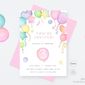 Plantilla editable de invitación de cumpleaños para niños, invitaciones  imprimibles para fiestas infantiles, descarga de cumpleaños editable con  Canva -  España