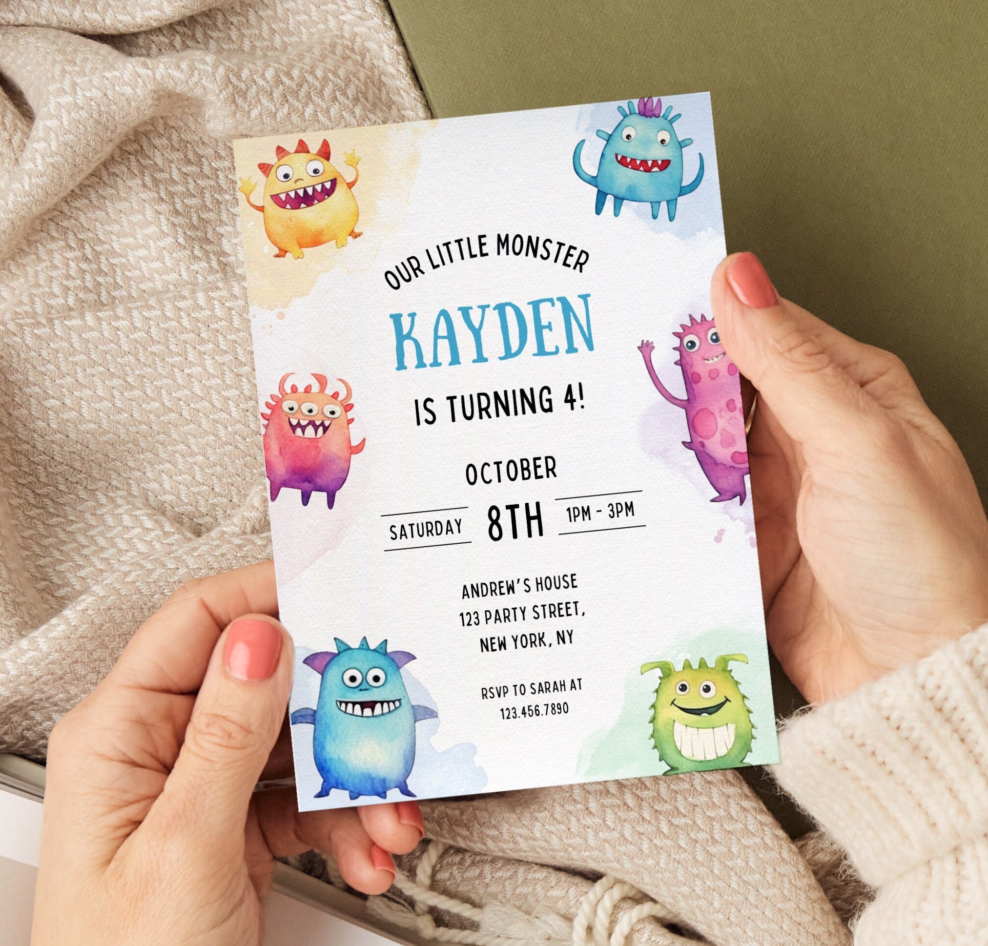 Little Monster Birthday Invitation Template Printable Kids - Etsy