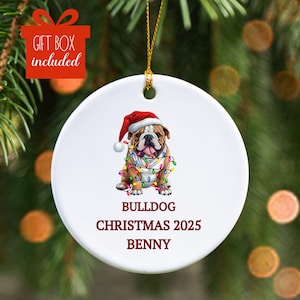 Personalized Bulldog Ornament, English Bulldog Christmas Gift, Dog Lover Holiday Keepsake, Funny Bulldog Ornament, Custom Bulldog Lover Gift