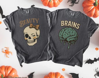 Matching Couple Halloween Comfort Colors Shirts, Couples Costume Shirts,Funny Halloween Tees for Adults,Cute Couples Halloween Party Shirts