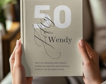 50th Birthday Gift for Women, Chapter 50 Name Journal, Custom Fifty Notebook, Personalized 50 Years Old Birthday Coworker Present