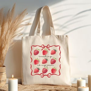 Book Lover Tote Bag, Bookish Bookworm Gifts Shoulder Bag, Reading is my Jam Totebag, Book Carrying Bag, Librarian Teacher Gifts