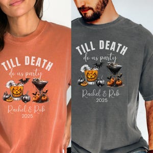 Couples Halloween Wedding Matching Comfort Colors Shirt, Funny Matching Halloween Tees for Adults,Halloween Party Costume Shirts