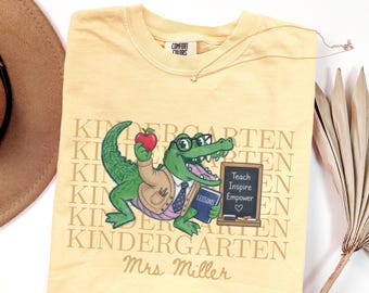 Kindergarten Teacher Comfort Colors Shirt, Kindergarten Shirt, Kindergarten Teacher Gift, Kinder Crew, Kinder Squad, Kinder Team