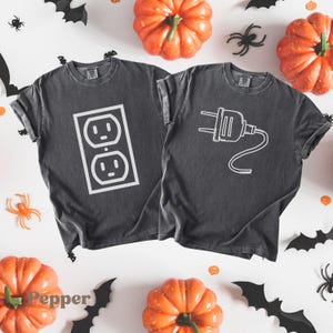 Couples Halloween Matching Comfort Colors Shirt, Funny Matching Halloween Tees for Adults,Halloween Party Costume Shirts,Matching Family Tee