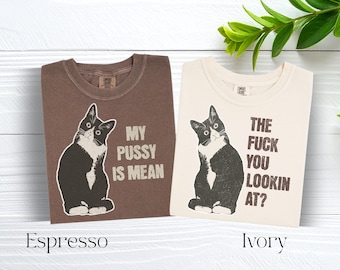 Couples Inappropriate Cat Shirt, Rude Dirty T Shirts for Couples, Vulgar Unhinged Shirts, Embarrassing Cringe Raunchy Couple Pajamas