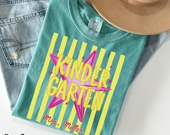 Kindergarten Teacher Comfort Colors Shirt, Kindergarten Shirt, Kindergarten Teacher Gift, Kinder Crew, Kinder Squad, Kinder Team