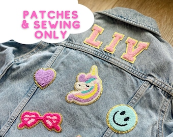 Jacket Patches Sewed On Your Jean Jacket Girls Chenille Letter Patch Chenille Name Patch Denim Jacket Personalized Sewing