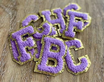 Chenille Patch Letter Iron-On Chenille Patch Purple Letter Iron-On Patch Girly Chenille Patches Purple