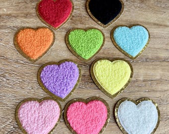 Heart Chenille Patch with Gold Glitter