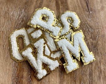 Chenille Patch Letter Iron-On Chenille Patch White Letter Iron-On Patch Girly Chenille Patches White