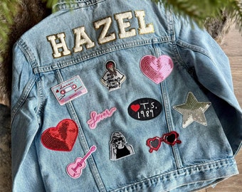 Personalized TS Jacket Girls Jean Jacket Girls Patch Jacket Singer Custom Jacket Denim Custom Name Singer Patch Girls Jean Jacket Sewed On