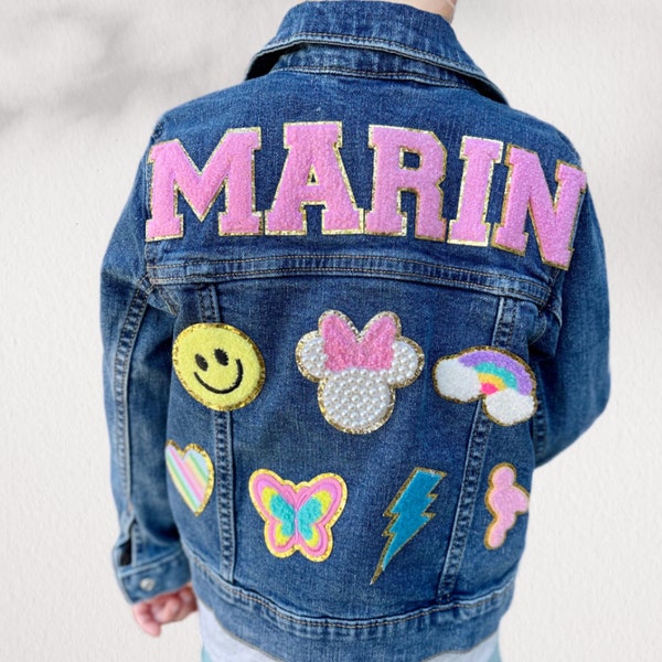 Jacket Jean Girls Patch Jacket Custom Chenille Jacket Denim Custom Name Patch Jacket Gift for Girls Personalized Jean Jacket Sewed