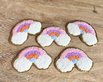 Rainbow Chenille Patch with Gold Glitter