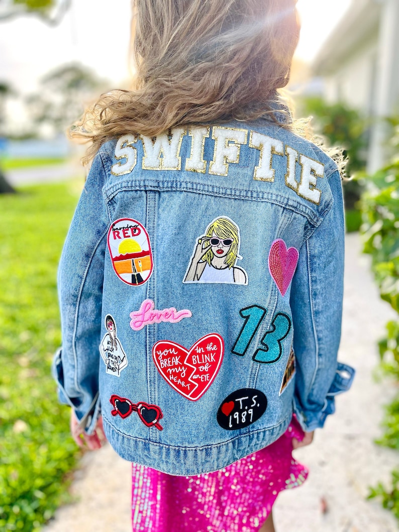 Swift Jacket Jean Girls Patch Jacket Custom Swift Girls Jacket Taylor Swift Denim Custom Name Patch Jacket Gift Girls Custom Jacket Sewed immagine 1