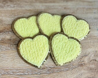 Yellow Heart Chenille Patch with Gold Glitter