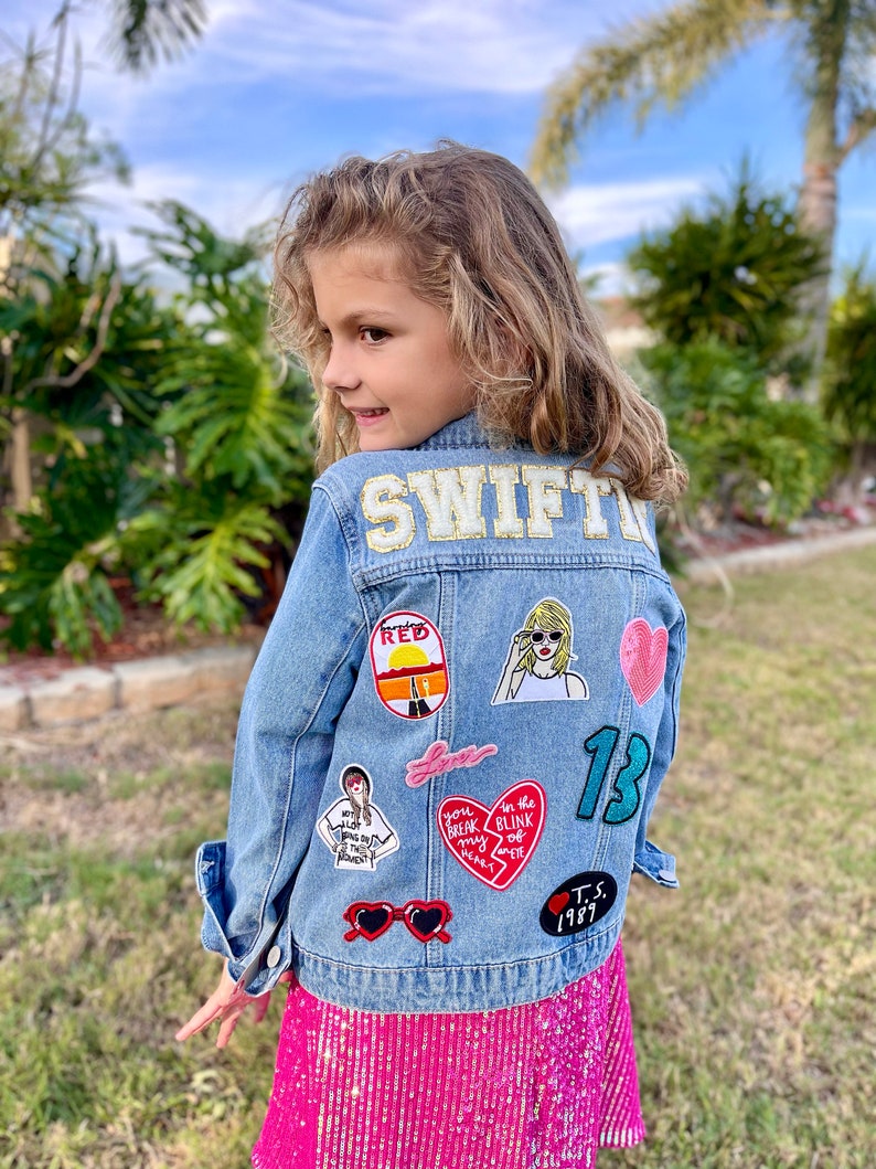 Swift Jacket Jean Girls Patch Jacket Custom Swift Girls Jacket Taylor Swift Denim Custom Name Patch Jacket Gift Girls Custom Jacket Sewed immagine 4