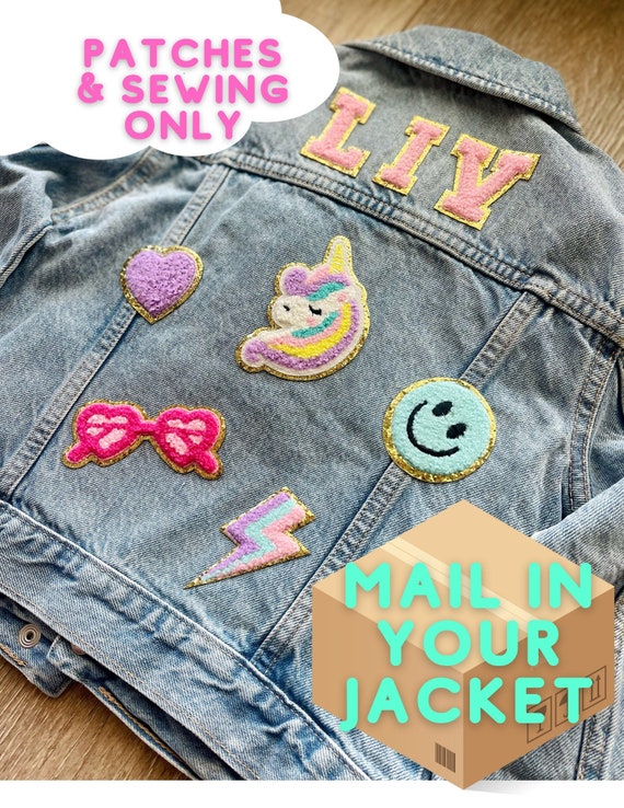 Jacket Patches Sewed on Your Jean Jacket Girls Chenille Letter Patch  Chenille Name Patch Denim Jacket Personalized Sewing 