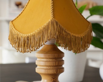 Classic 70s Vintage Swedish Pine Wood Table Lamp