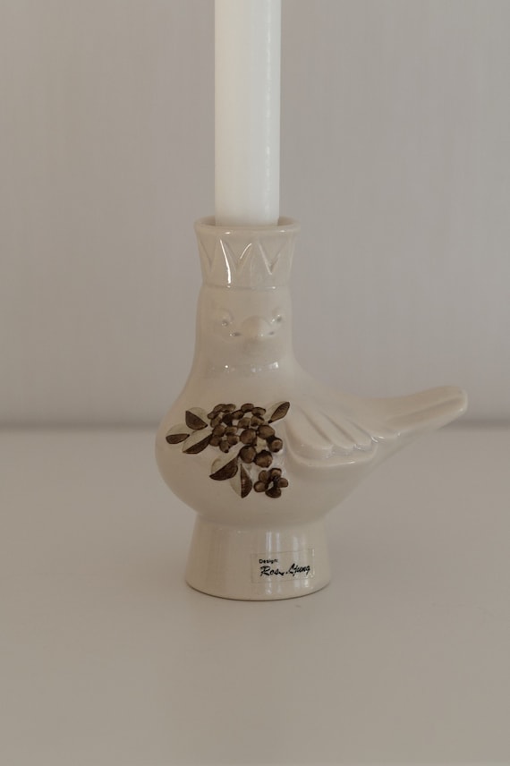 Rosa Ljung によるスウェーデンの陶器製鳥キャンドルホルダー - Etsy 日本