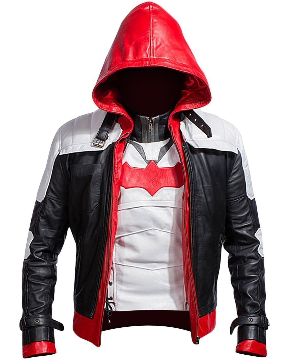 Titans Jason Todd Leather Jacket with Brown Hoodie