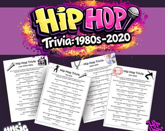 Hip Hop Trivia Bundle, Printable Pop Culture Trivia Game, Party Games, Hip Hop Trivia Quiz, Pop Culture Party Game, Hip Hop Game, Trivia Fun